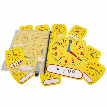 24 Hour Write-on/ Wipe-off Clocks - Wallet of 30 Student Clocks & 1 Demo Clock