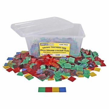 Square Colour Tiles - Transparent (Box of 1000)